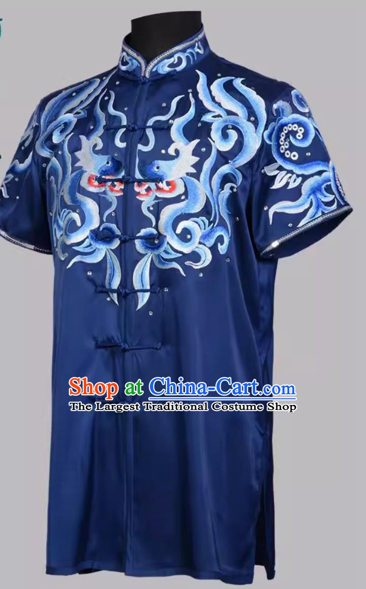 Martial Arts Uniforms Competition Practice Uniforms Blue Performance Uniforms Colorful Uniforms Tailor Made High End Embroidered Bright Diamonds