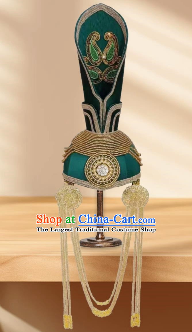 Dark Green Mongolian Ladies Adults And Children Green Tall Hat Ethnic Minority Headwear Photography Photo Wedding Hat