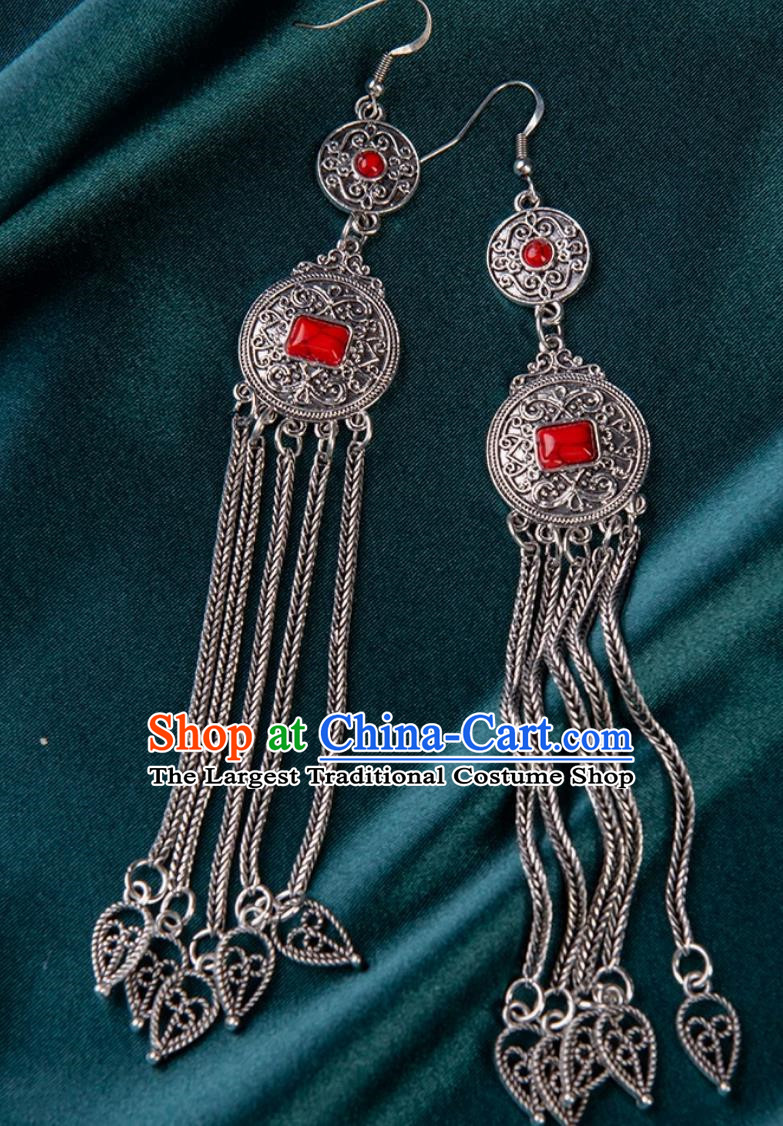 Tibetan Earrings Mongolian Exotic Long Tassel Earrings Ethnic Style Performance Earrings