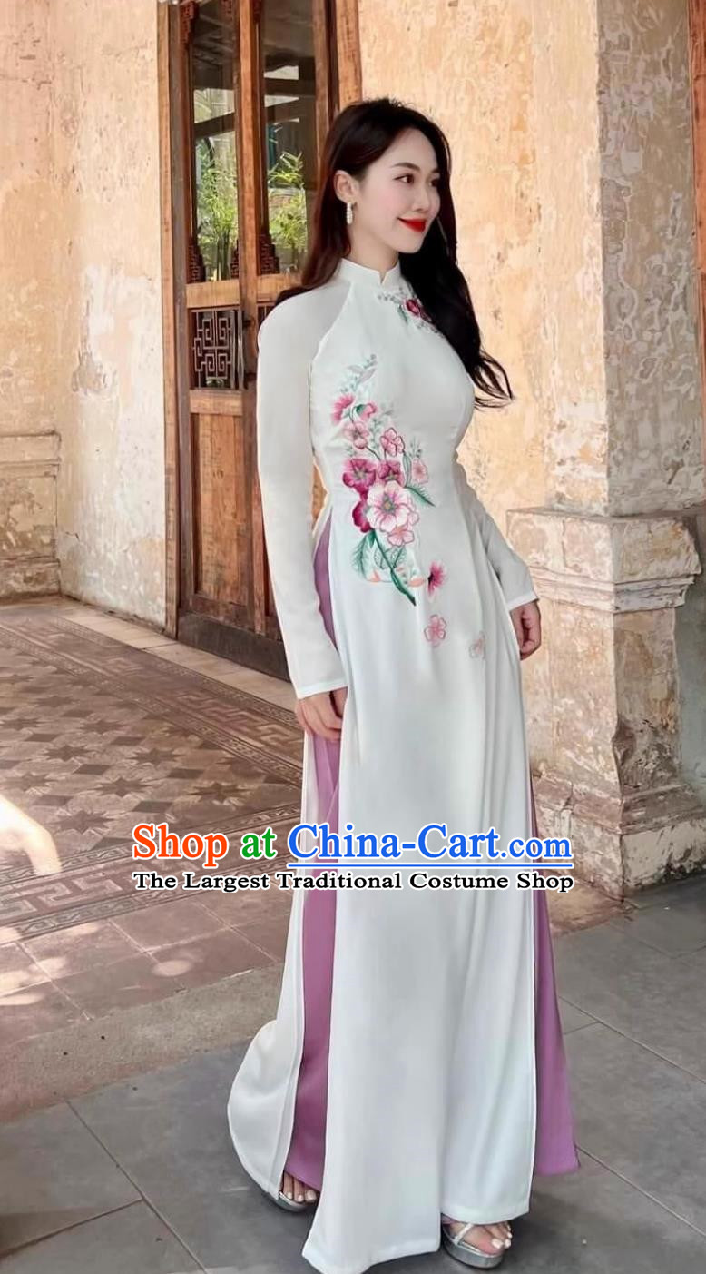 Cheongsam Ao Dai Women Suit Performance Dress Annual Meeting Host Embroidered Skirt