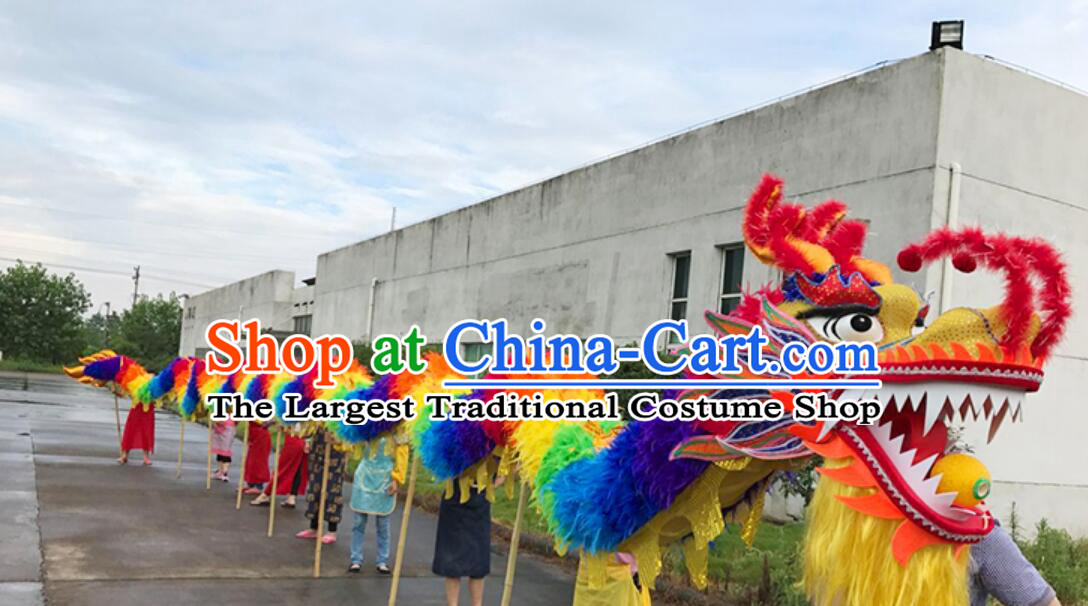 Chinese Celebration Parade Dance Dragon Handmade Feather Dancing Dragon New Year Phoenix Dragon Costumes Complete Set