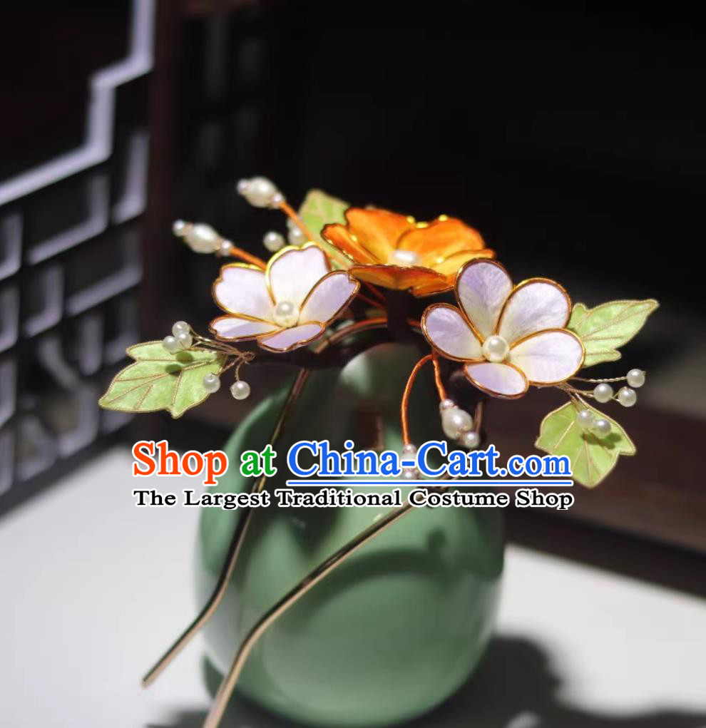 Chinese Hanfu Headwear Qipao Ancient Hair Jewelry Intangible Cultural Heritage Silk Velvet Flower Hair Stick Handmade Peach Blossom Hairpin