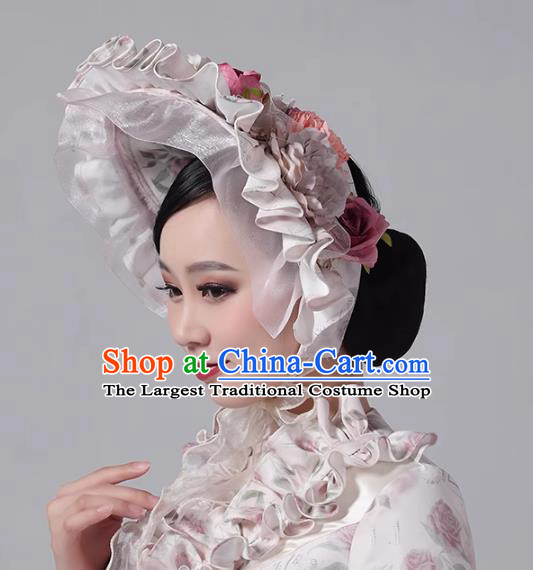 European Versailles French Vintage Bonnet Hat Lolita Fragmented Classical Headpiece Lace Flower Top Hat