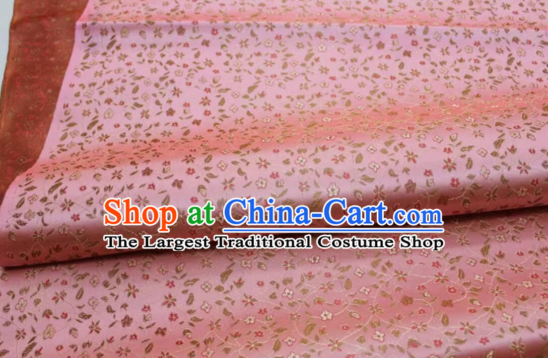 China Qipao Fabric Traditional Hanfu Fabric Classical Floret Pattern Pink Material