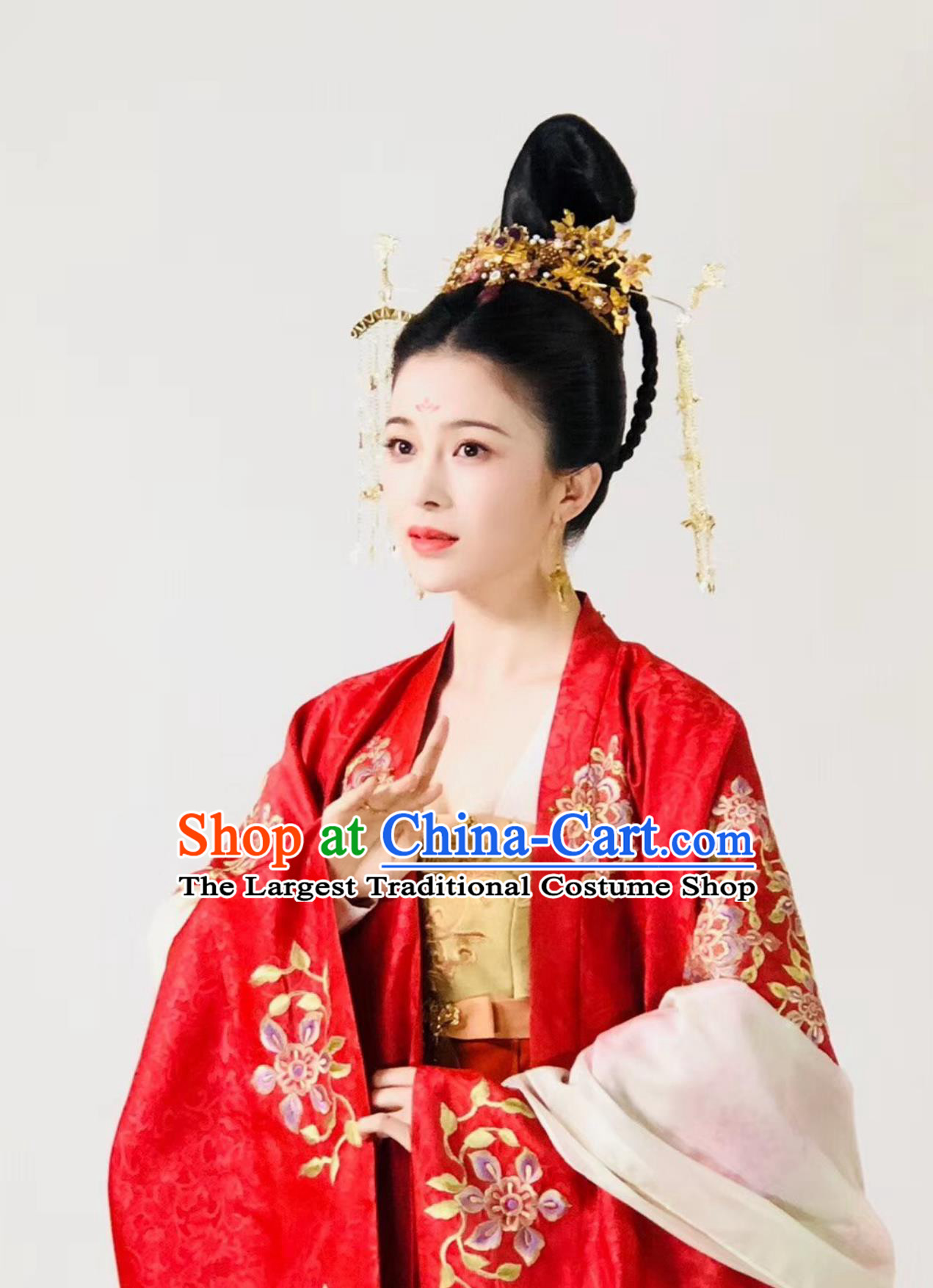 Chinese Traditional Court Woman Clothing TV Series The Promise of Chang An He Lan Ming Yu Red Dress Ancient China Empress Hanfu