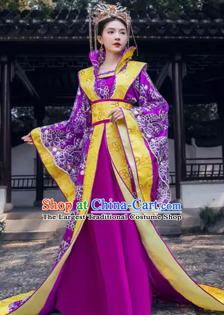 Purple Tang Dynasty Wide Sleeve Large Size Dress Empress Costumes Ancient Chinese Clothing Traditional Hanfu Online Shop