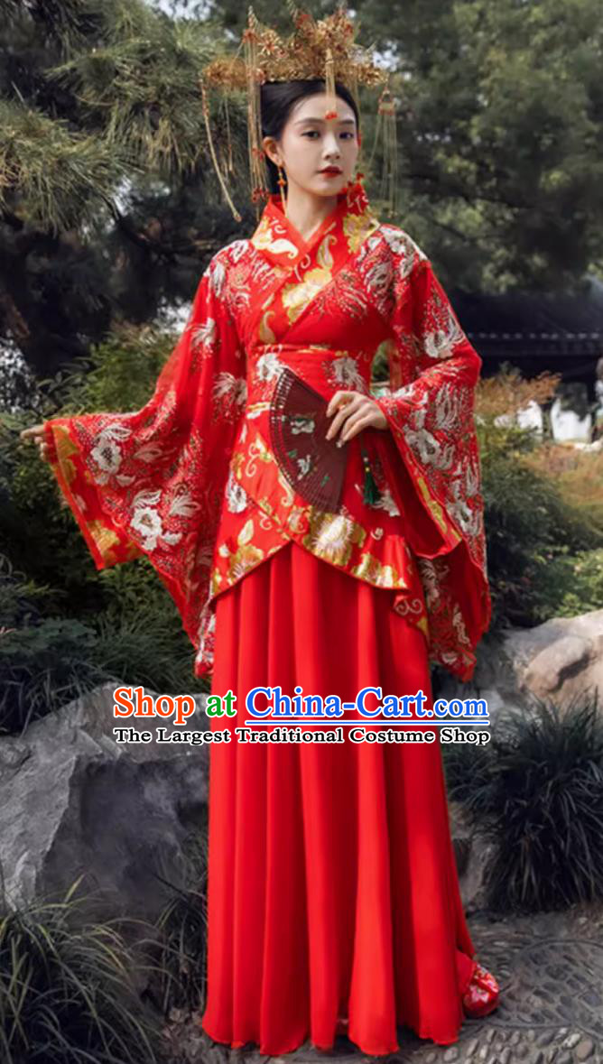 Traditional Hanfu Online Shop Ancient Chinese Princess Clothing Red Han Dynasty Infanta Fairy Classical Dance Dress