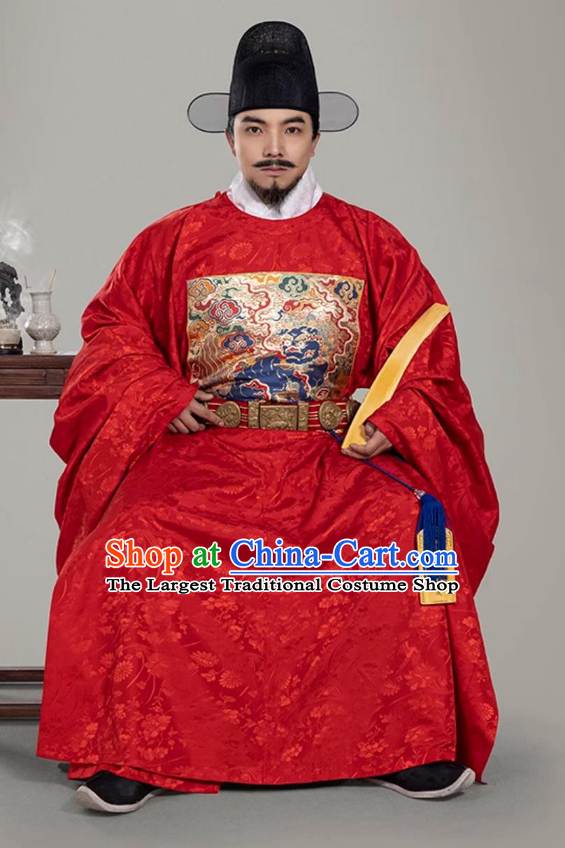 Ancient Chinese Grand Military Officer Clothing Traditional Hanfu Online Shop Red Ming Dynasty Official Lion Robe
