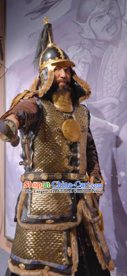 Handmade China Ming Dynasty Commander Metal Armor and Helmet Complete Set