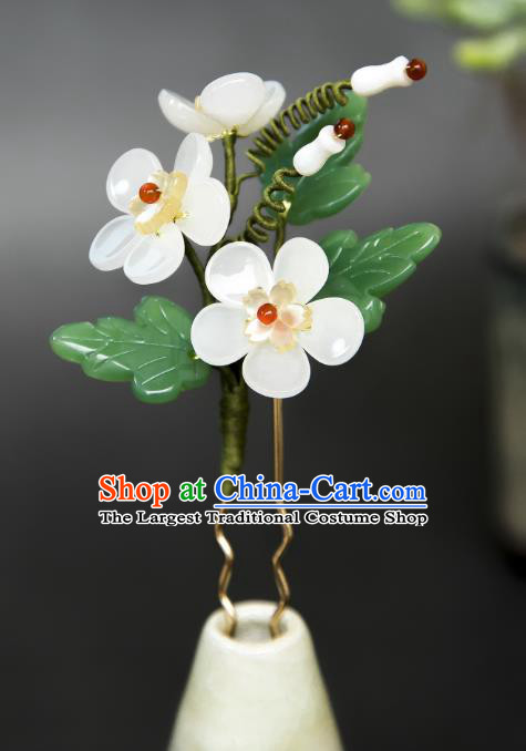 Handmade Ming Dynasty Hair Clip Traditional Chinese Hanfu Hair Jewelry China Ancient Princess White Plum Blossom Hairpin
