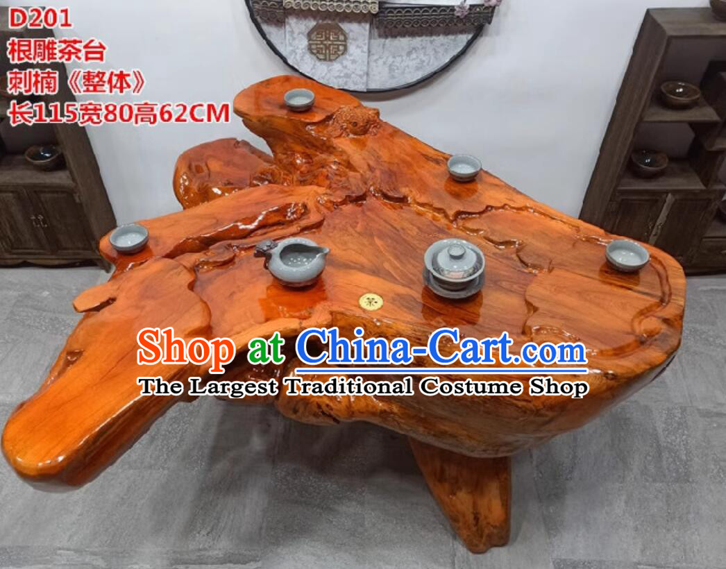 Hand Carved Wealth and Prosperity Come Chinese Stunning Tree Root Tea Table
