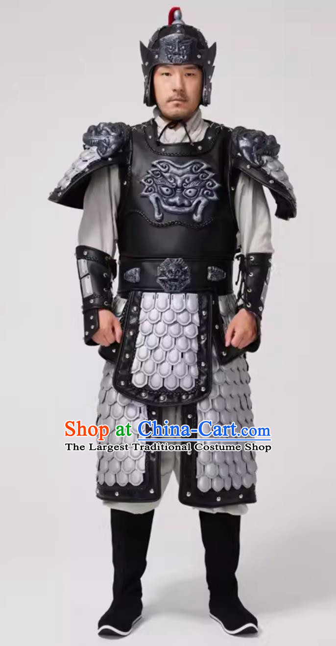 Ancient Chinese Clothing Traditional Stage Performance Warrior Costume China Han Dynasty General Armor and Helmet Complete Set
