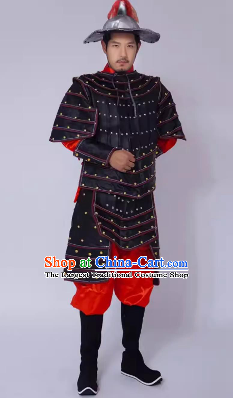 Traditional Stage Performance Hero Costume Ancient Chinese Clothing Yuan Dynasty General Armor and Helmet Complete Set