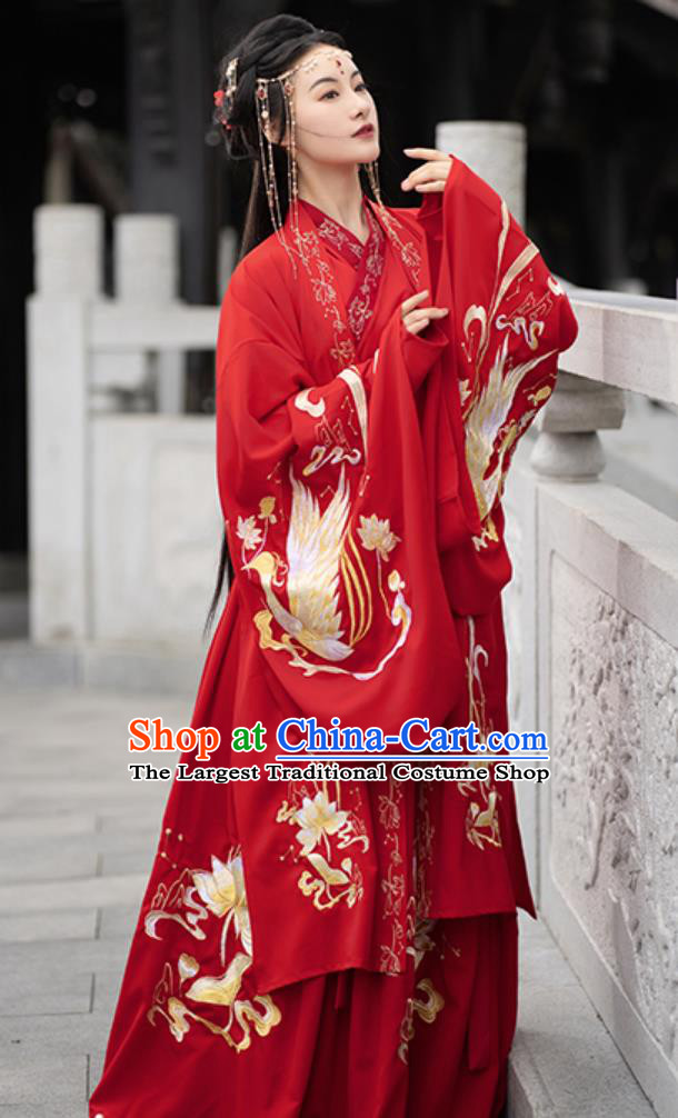 Ancient Chinese Clothing China Jin Dynasty Swordswoman Costume Traditional Wedding Hanfu Red Dresses