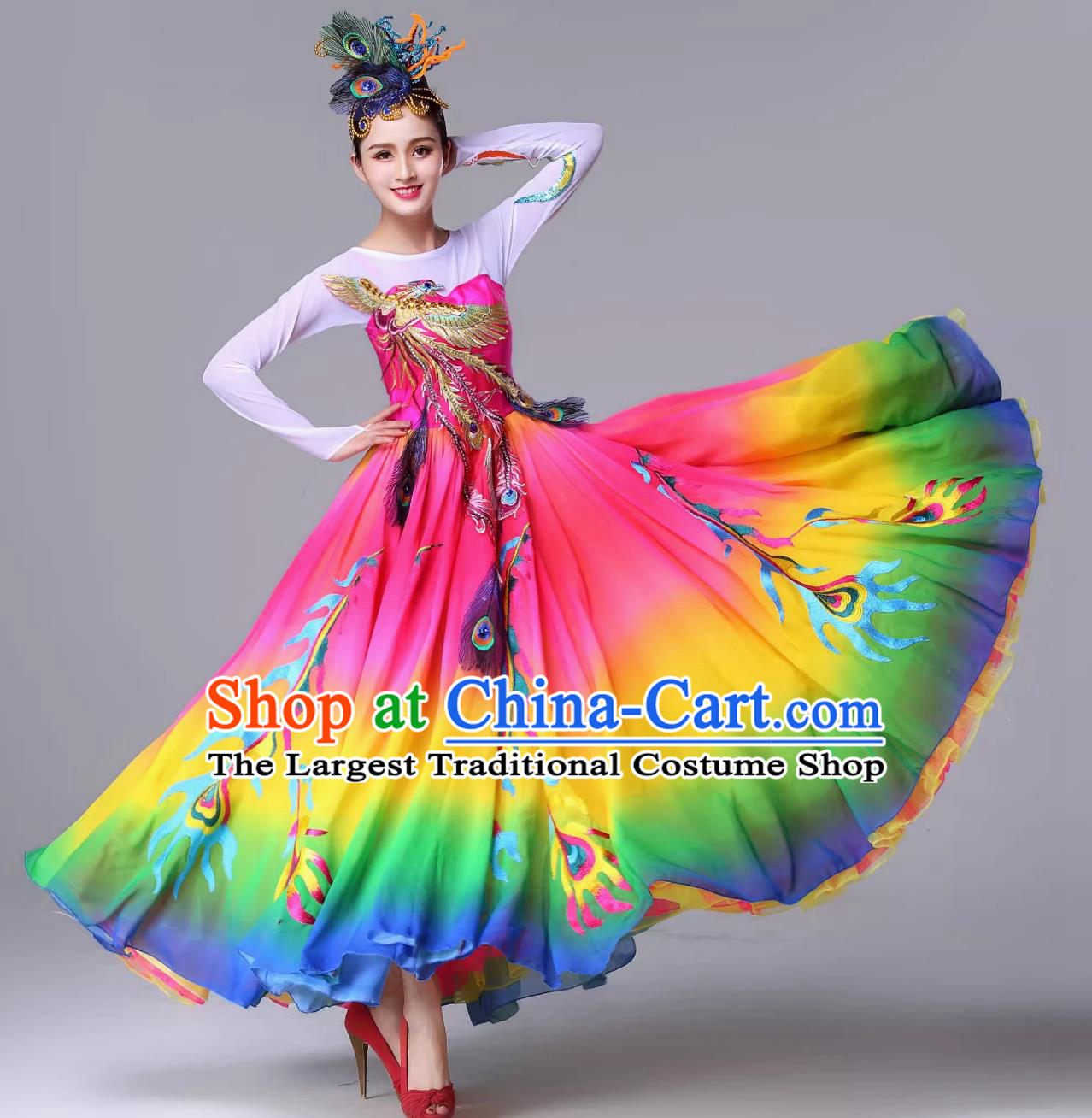 Top Opening Dance Costume Fengwei Square Dance Clothing China Female Fan Dance Dress Modern Dance Fashion