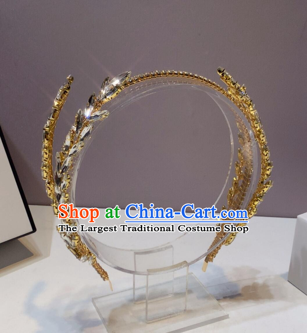 Top Wedding Golden Royal Crown Handmade Princess Headwear Bride Hair Jewelry