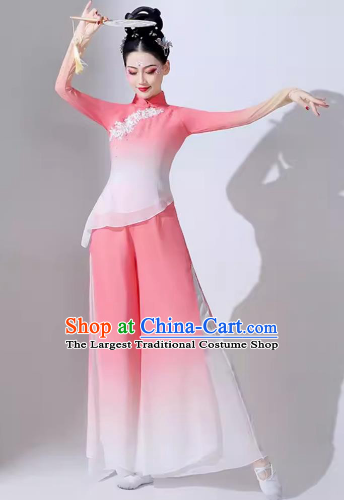 Chinese Folk Dance Costume Fan Dance Pink Outfit Women Group Yangko Performance Clothing