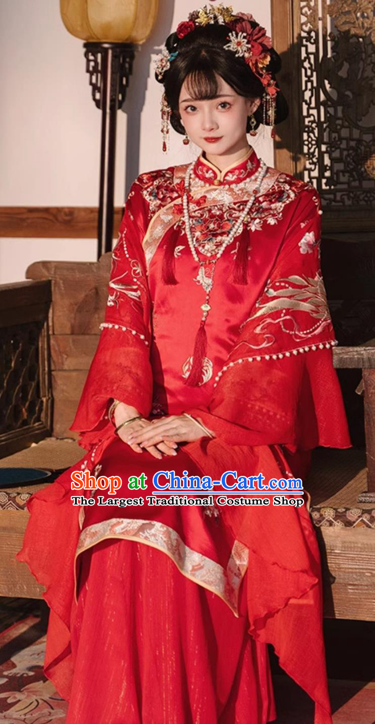 Traditional Chinese Wedding Qipao Ancient China Bride Red Dress Minguo Woman Clothing