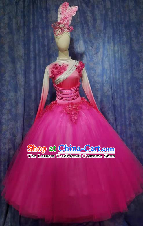 China Spring Festival Gala Opening Dance Rosy Dress Women Group Stage Performance Costume Professional Modern Dance Clothing