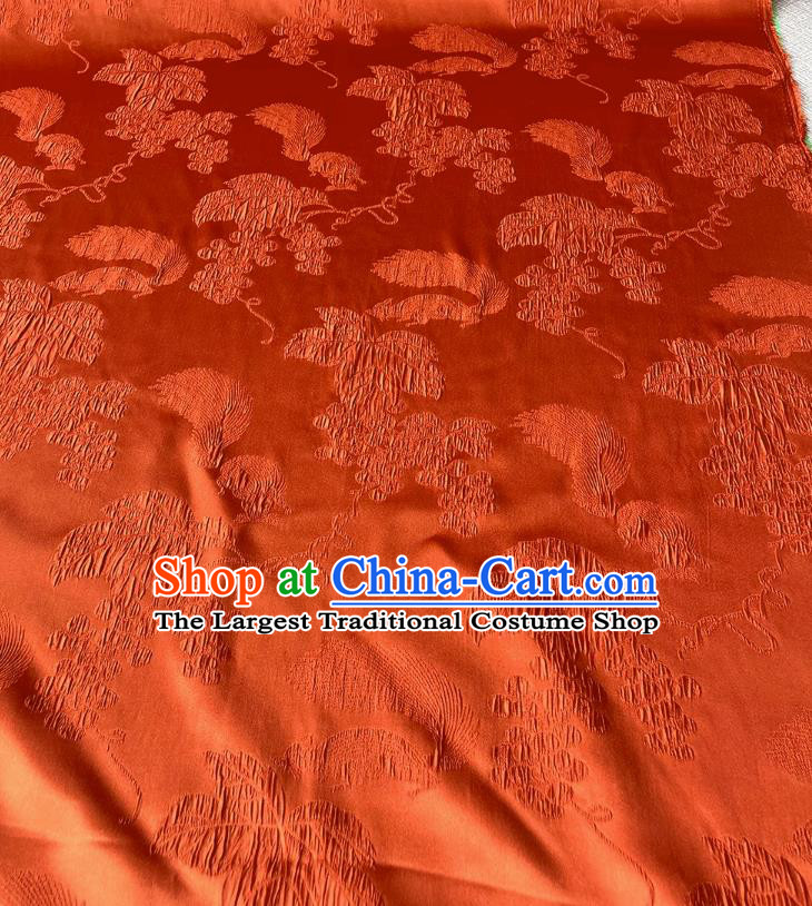 China Classical Squirrel Grape Pattern Jacquard Material Traditional Design Wine Red Satin Chinese Qipao Fabric