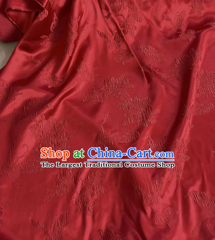 Wine Red Chinese Classical Butterfly love Flower Pattern Jacquard Material China Traditional Design Fabric Qipao Mulberry Silk Cloth