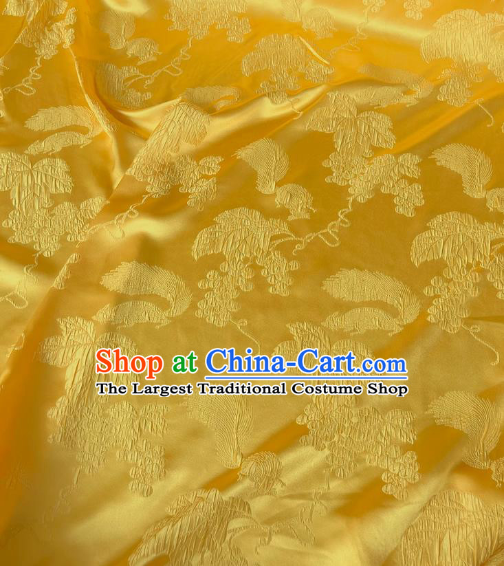 Chinese Qipao Fabric China Classical Squirrel Grape Pattern Jacquard Material Traditional Design Ginger Satin