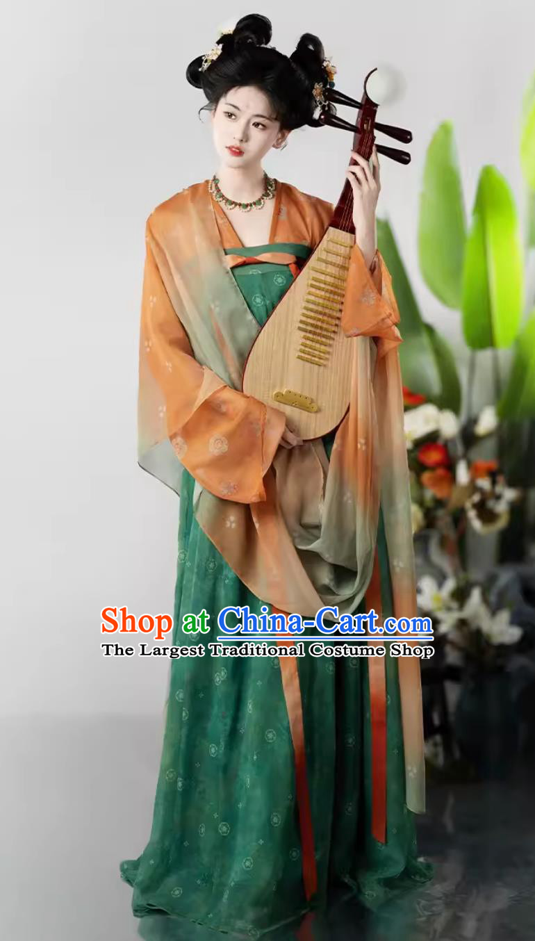 Chinese Tang Dynasty Young Lady Clothing Traditional Hanfu Ruqun Ancient Court Maid Dress China Travel Photography Costume