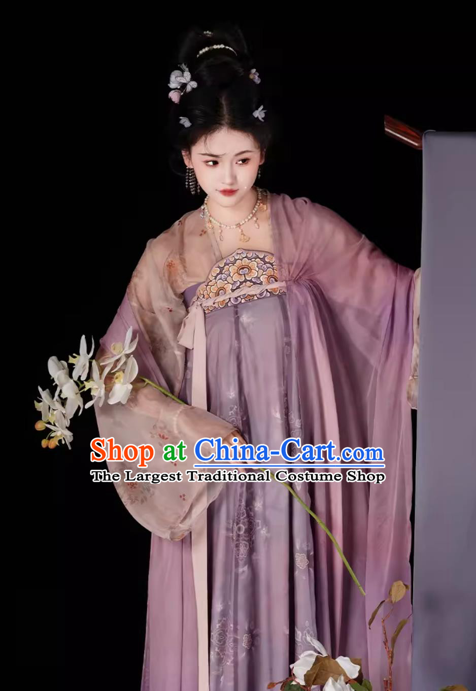 China Travel Photography Costume Chinese Tang Dynasty Princess Clothing Traditional Hanfu Ruqun Ancient Court Lady Purple Dress