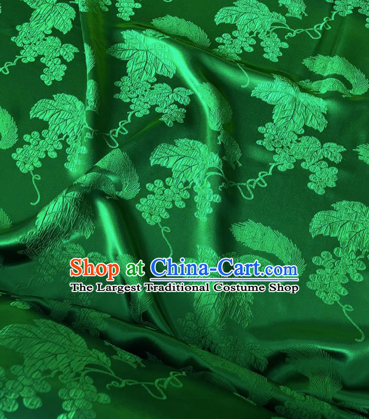 Chinese Classical Squirrel Grape Pattern Jacquard Material Traditional Design Green Satin China Qipao Fabric