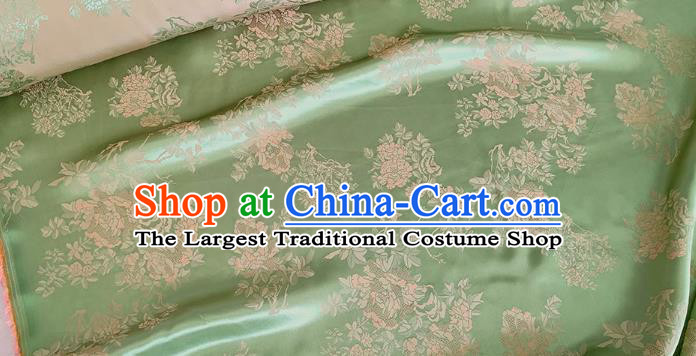 Green Chinese Qipao Mulberry Silk Cloth China Classical Flowers Pattern Jacquard Material Traditional Design Fabric