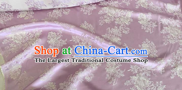 Lilac Traditional Design Fabric Chinese Cheongsam Mulberry Silk Cloth China Classical Flowers Pattern Jacquard Material