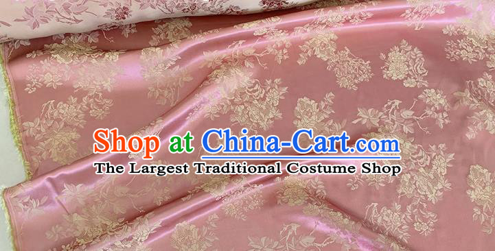 Watermelon Red China Classical Flowers Pattern Jacquard Material Traditional Design Fabric Chinese Cheongsam Mulberry Silk Cloth