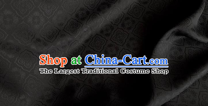 Black Chinese Classical Pattern Jacquard Material Traditional Cheongsam Fabric China Mulberry Silk Cloth
