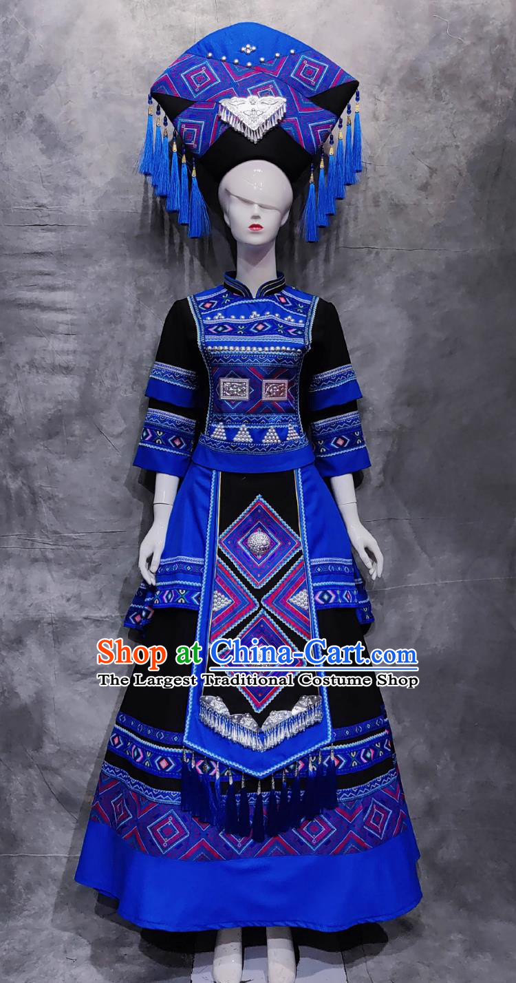China National Minority Dance Dress Chinese Guangxi March 3rd Woman Solo Costume Zhuang Ethnic Festival Clothing