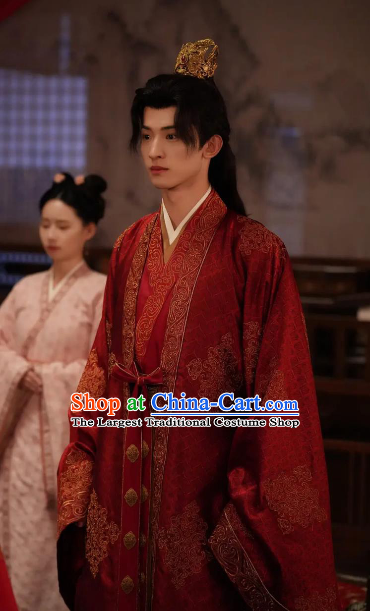 Ancient China Noble Prince Red Clothing TV Series A Journey To Love Marquess Li Tong Guang Wedding Costume