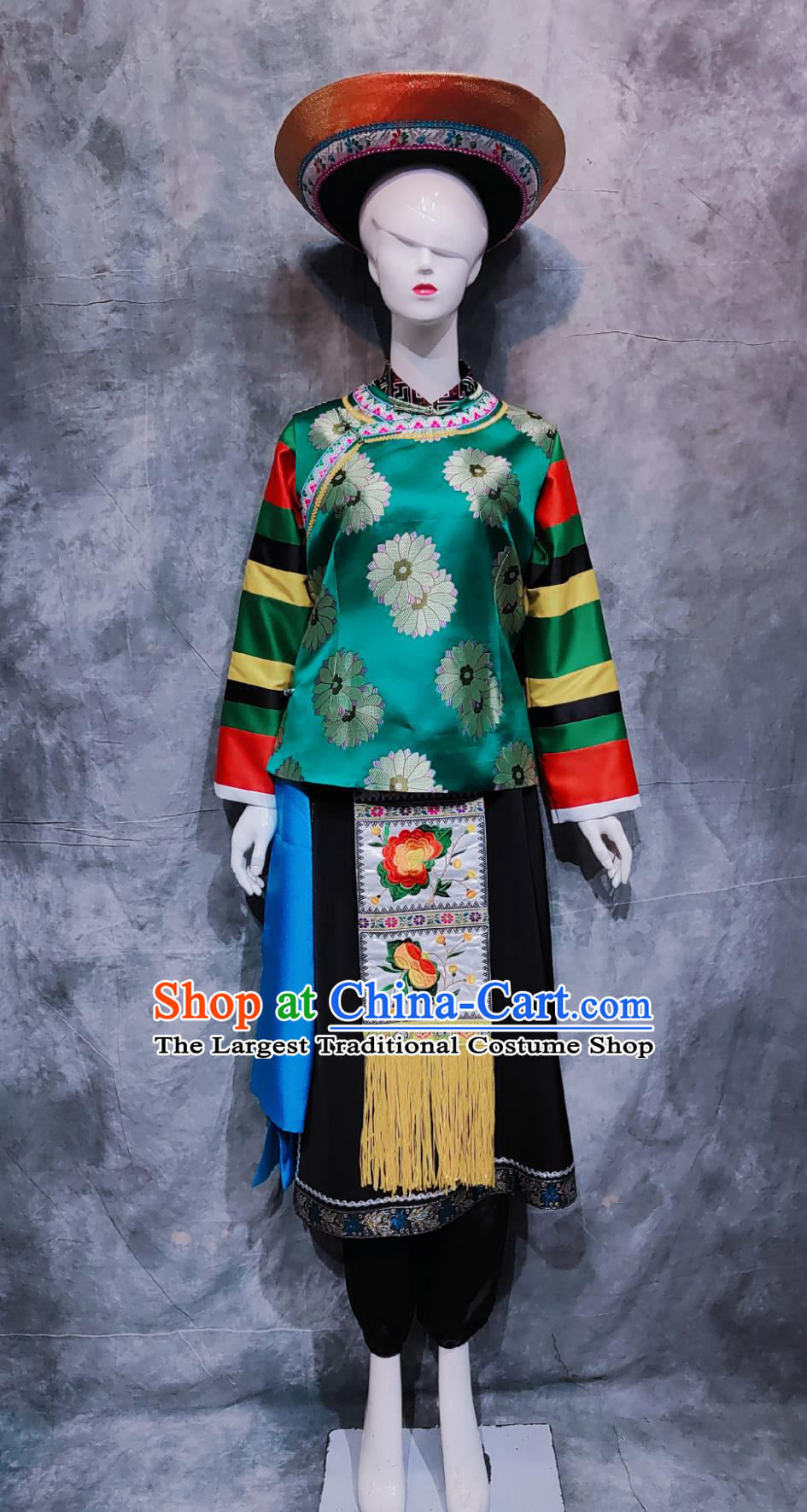 Traditional Chinese Ethnic Dance Costume Tu National Minority Woman Clothing Qinghai Travel Photography Outfit