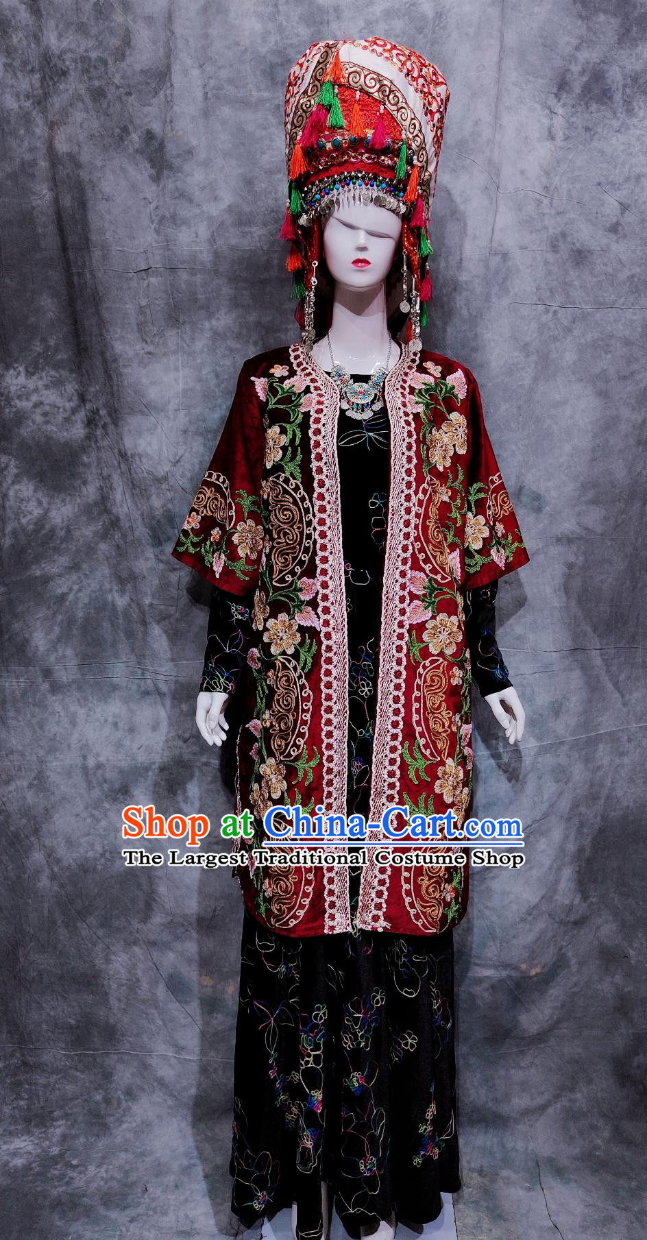 Chinese Kyrgyz Ethnic Dance Costume China Kirghiz National Minority Woman Clothing Traditional Xinjiang Travel Embroidered Dress