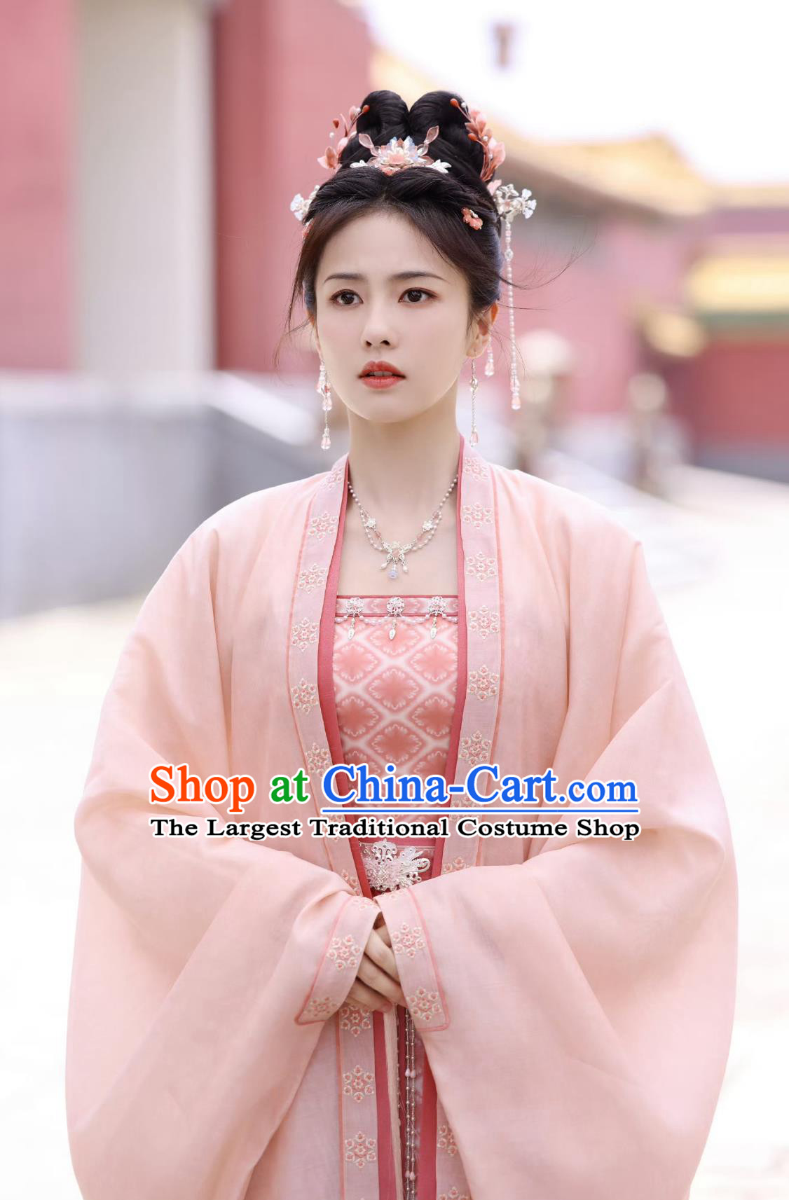 Ancient China Noble Woman Clothing Chinese TV Drama Story of Kunning Palace Empress Jiang Xue Ning Pink Dresses