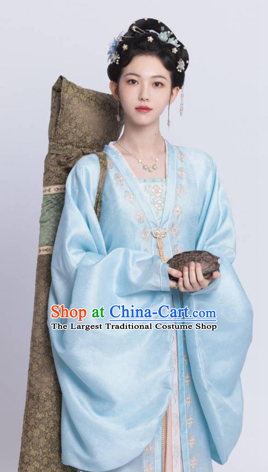 Ancient China Palace Lady Blue Dress Costumes Chinese TV Drama Story of Kunning Princess Fang Miao Hanfu Clothing
