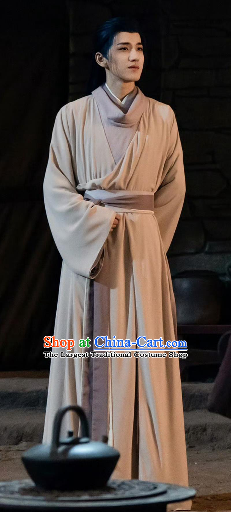 Chinese Traditional Male Hanfu Ancient China Swordsman Clothing TV Series Snowy Night Timeless Love Miao Feng Costume