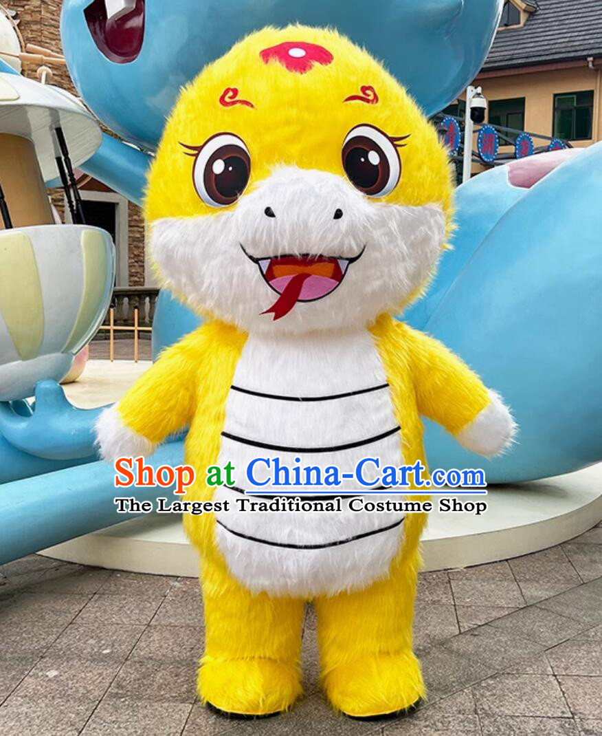 Walking Figure Yellow Snake Clothing Chinese Zodiac Snake Mascot Costume New Year Costume