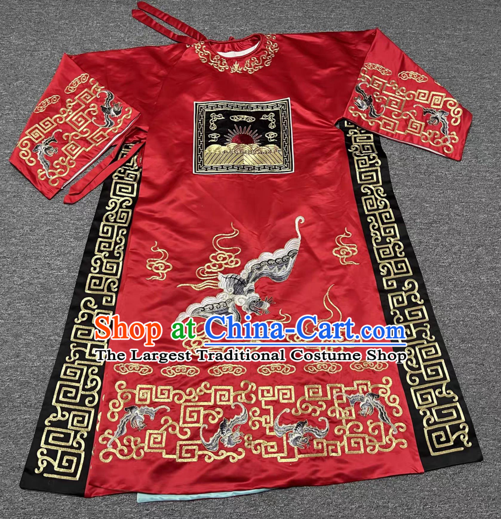 Top Custom Chinese Peking Opera Costume China Beijing Opera Zhong Kui Garment Embroidered Bats Robe