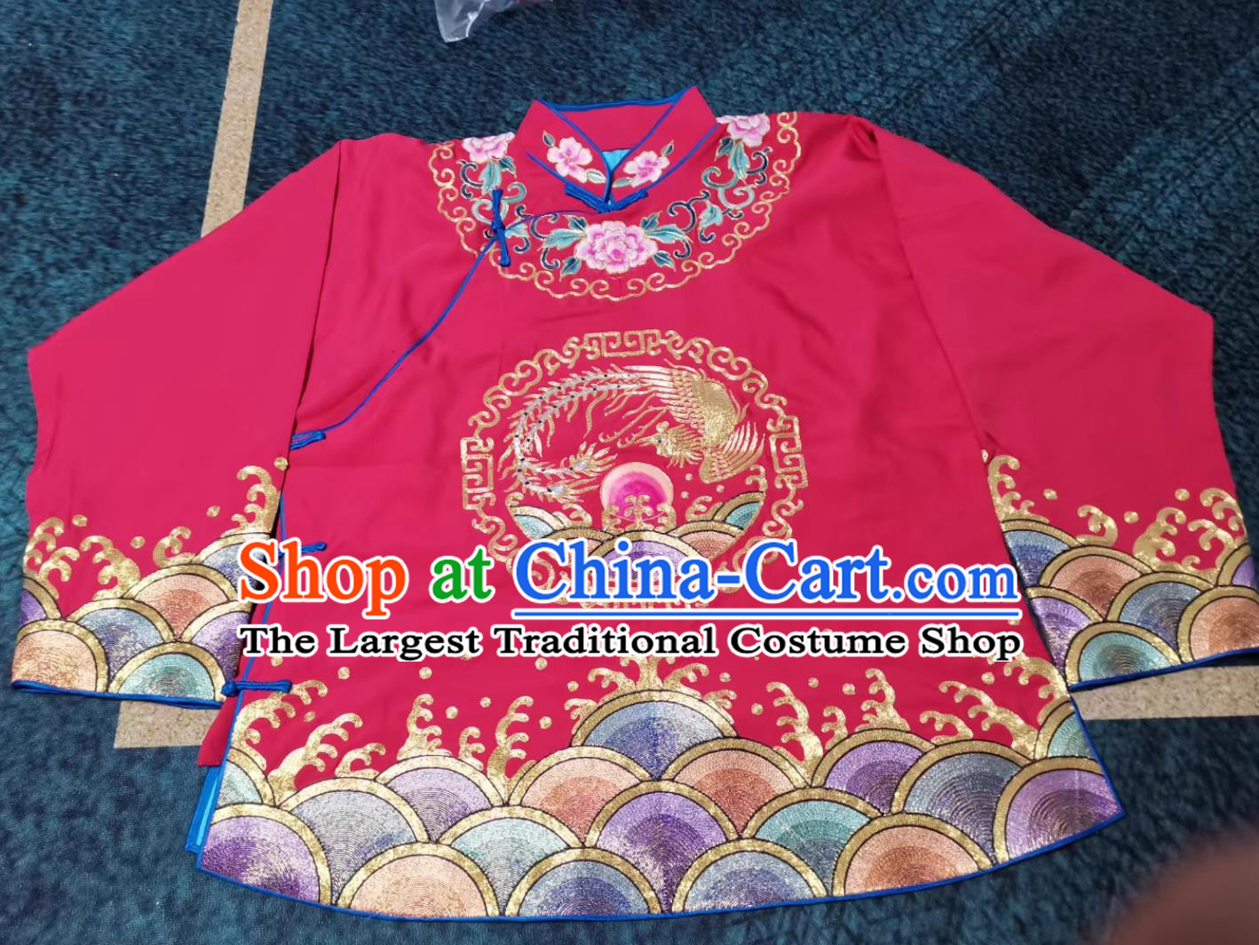 China Henan Opera Diva Red Embroidered Blouse Top Custom Traditional Opera Clothing Chinese Peking Opera Hua Tan Costume