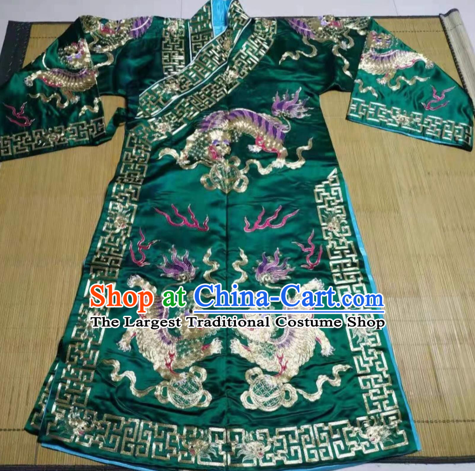 Traditional Opera Clothing Chinese Peking Opera Wusheng Costume China Beijing Opera Green Embroidered Robe