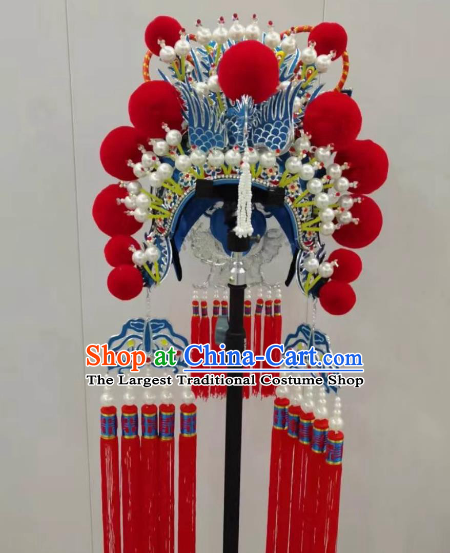 China Beijing Opera Female General Headwear Chinese Beijing Opera Actress Headgear Handmade Traditional Opera Butterfly Helmet