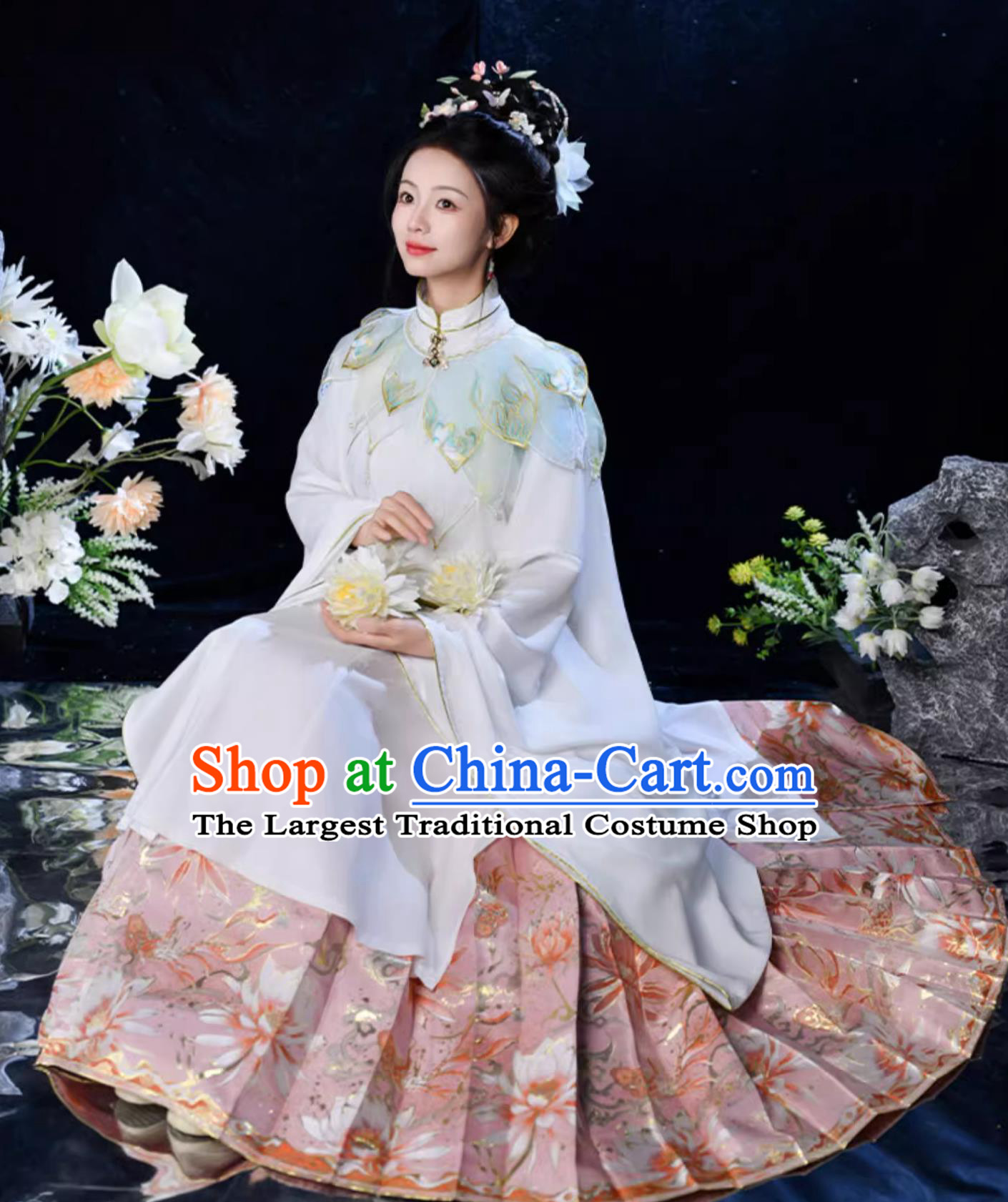 Ancient Palace Princess Clothing Chinese Ming Dynasty Noble Woman Costumes China Traditional Hanfu Blouse and Skirt Complete Set