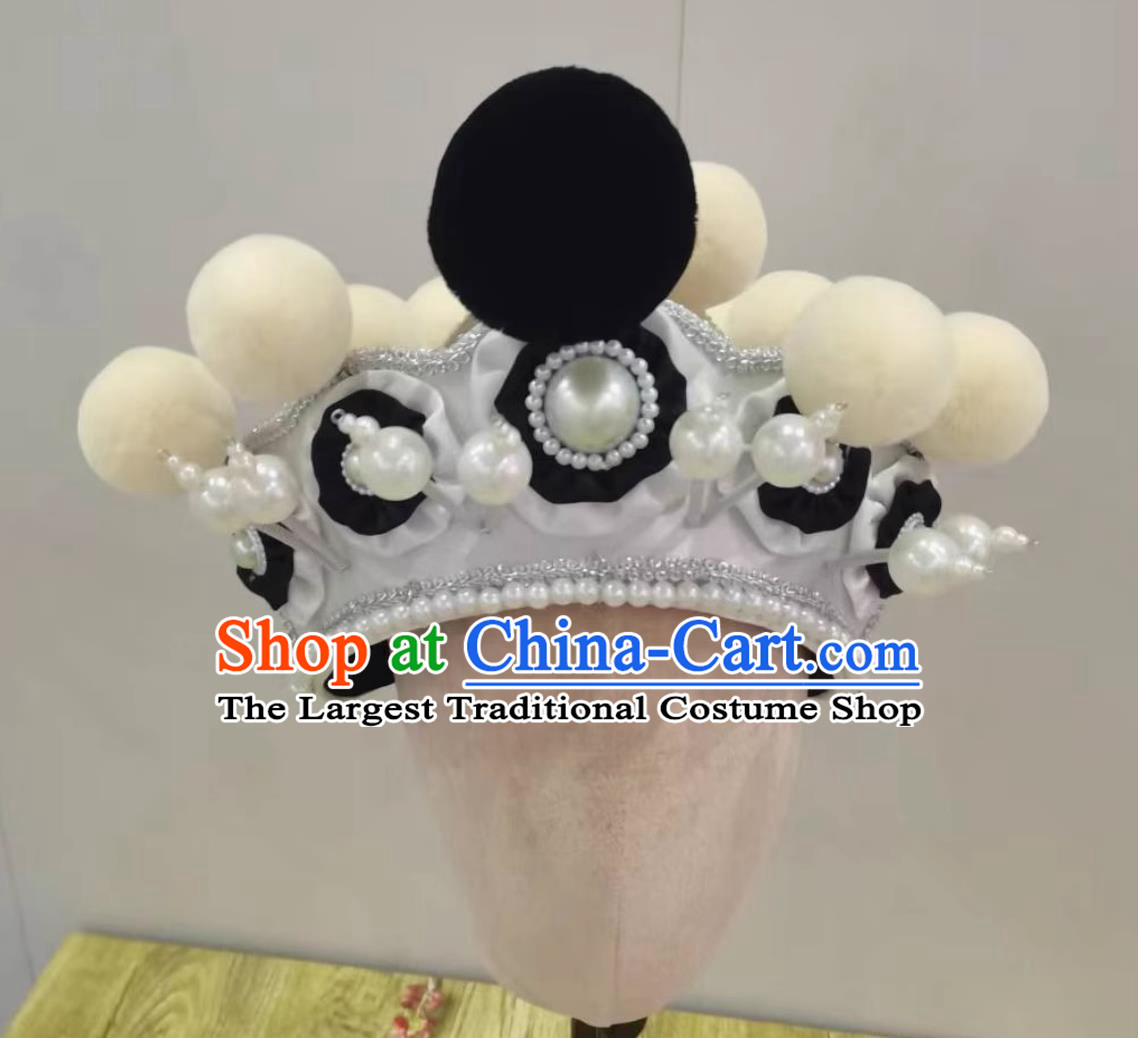 Chinese Beijing Opera Mourning Headgear Handmade Traditional Opera Helmet China Beijing Opera Wusheng Headpiece