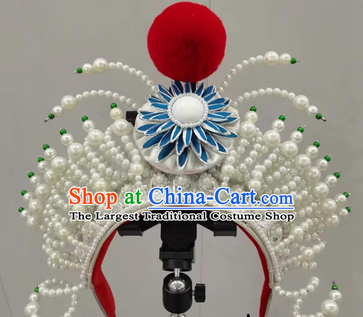 Chinese Peking Opera Female Warrior Headgear Handmade Traditional Opera Bai Suzhen Crown China Beijing Opera Legend of the White Snake Headwear