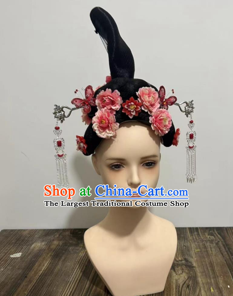 China Classical Dance Headpieces Handmade 12 Goddesses of Flowers Headdress Chinese Han Tang Dance Wig and Hair Jewelries Set