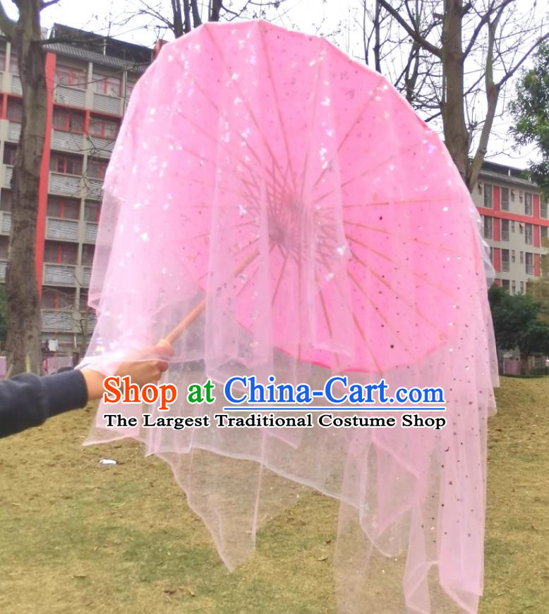 Handmade Hanfu Dance Umbrella Pink Gauzy Ethereal Chinese Ancient Dance Umbrella Classical Dance Umbrella